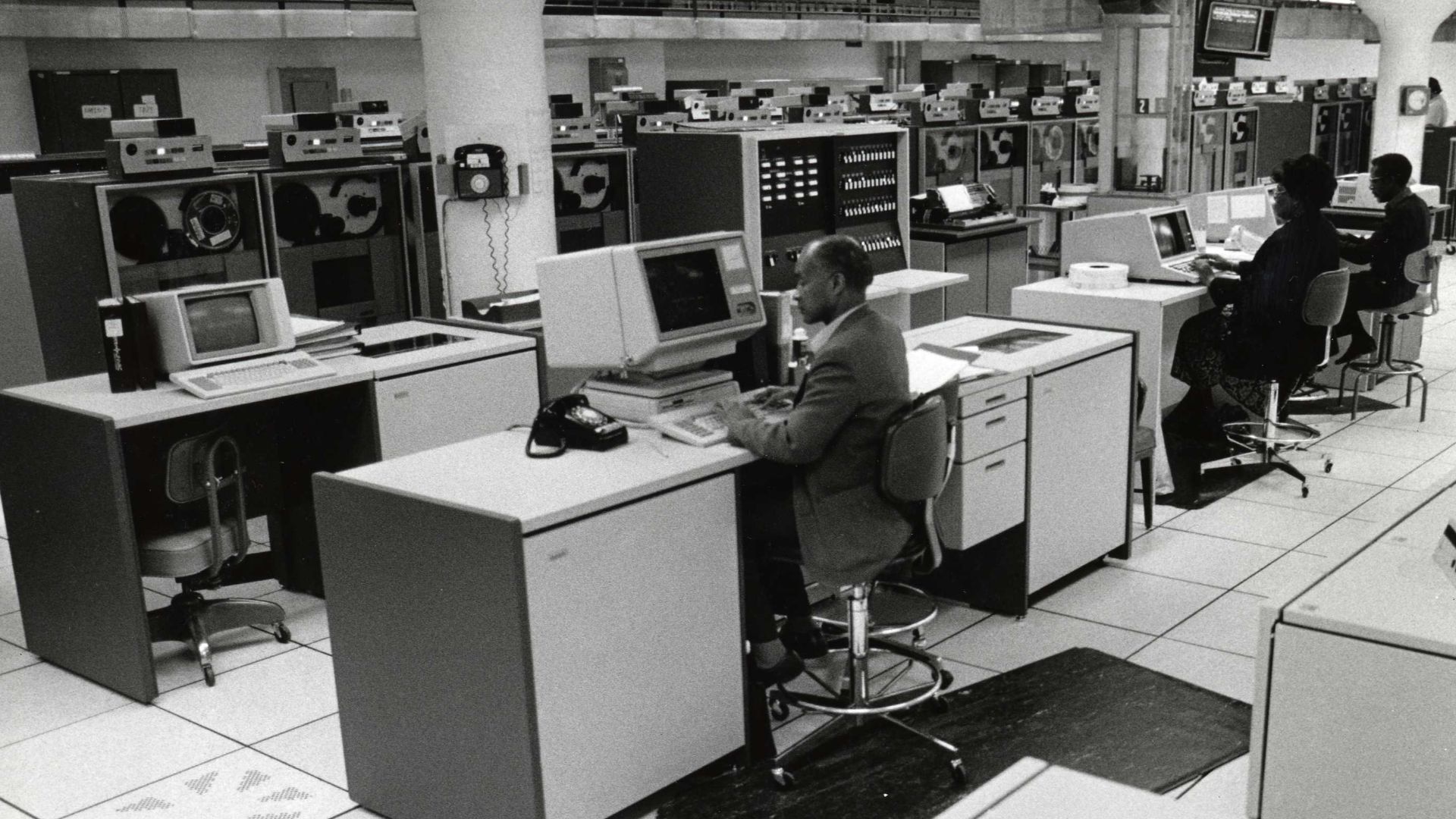 When this photo was taken at our headquarters in the 1980s, we had more than 30 years experience using computers and magnetic computer tape to store and tabulate census and survey data.