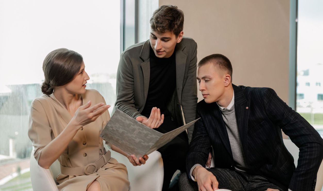 Group of professionals discussing business strategy 