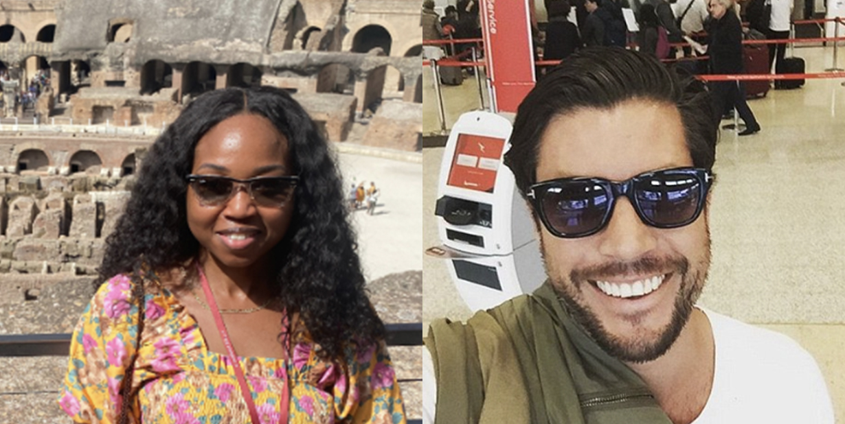 Tourist selfies split image