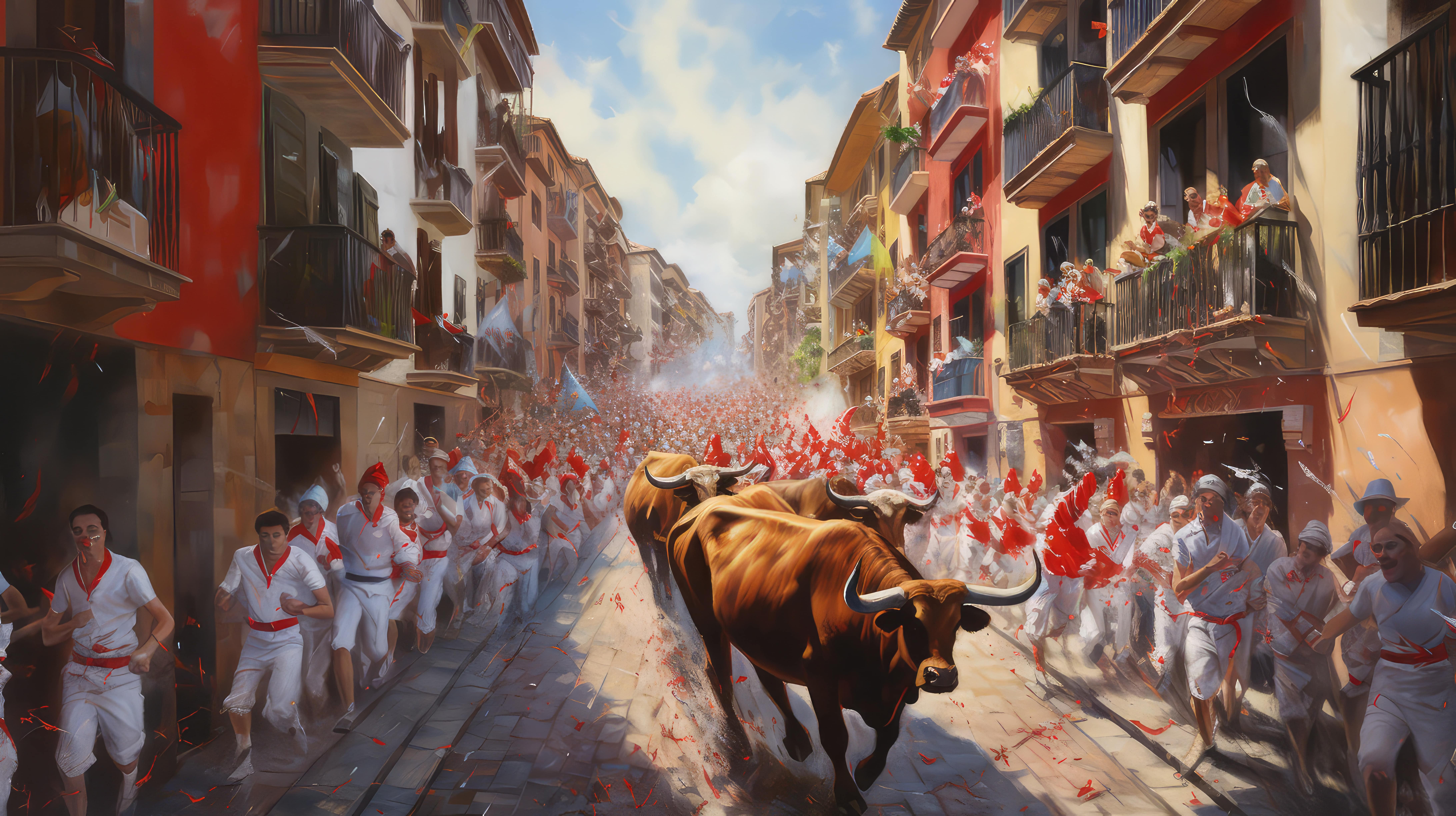 Bull run event in spain