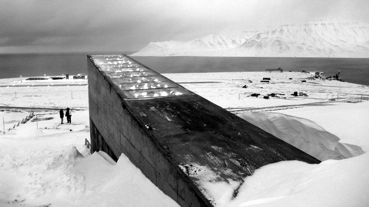 Black and white Global Seed Vault