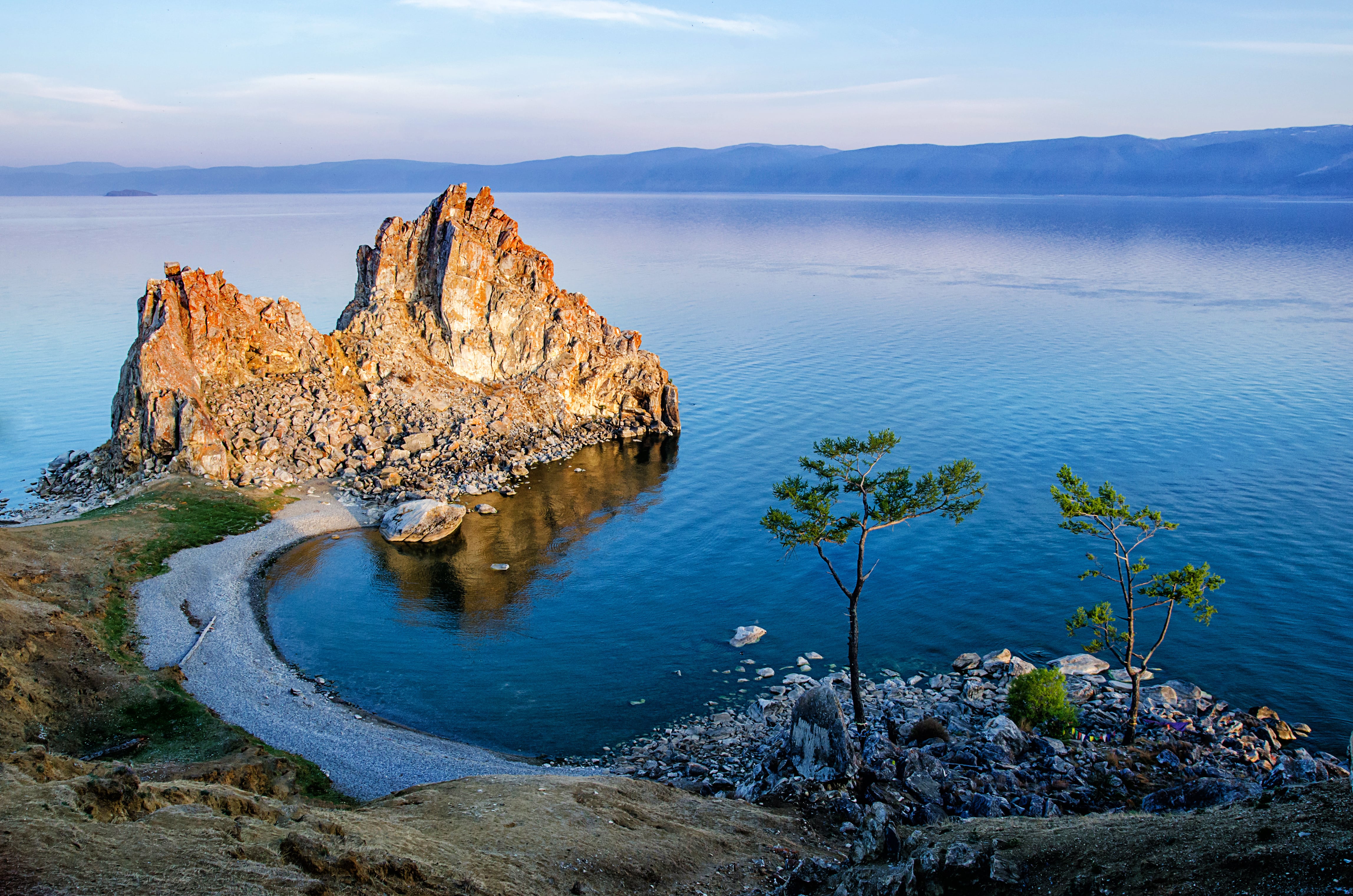 Rock island on lake Baikal