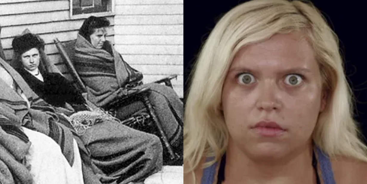 Mary Mallon and Shocked woman split image