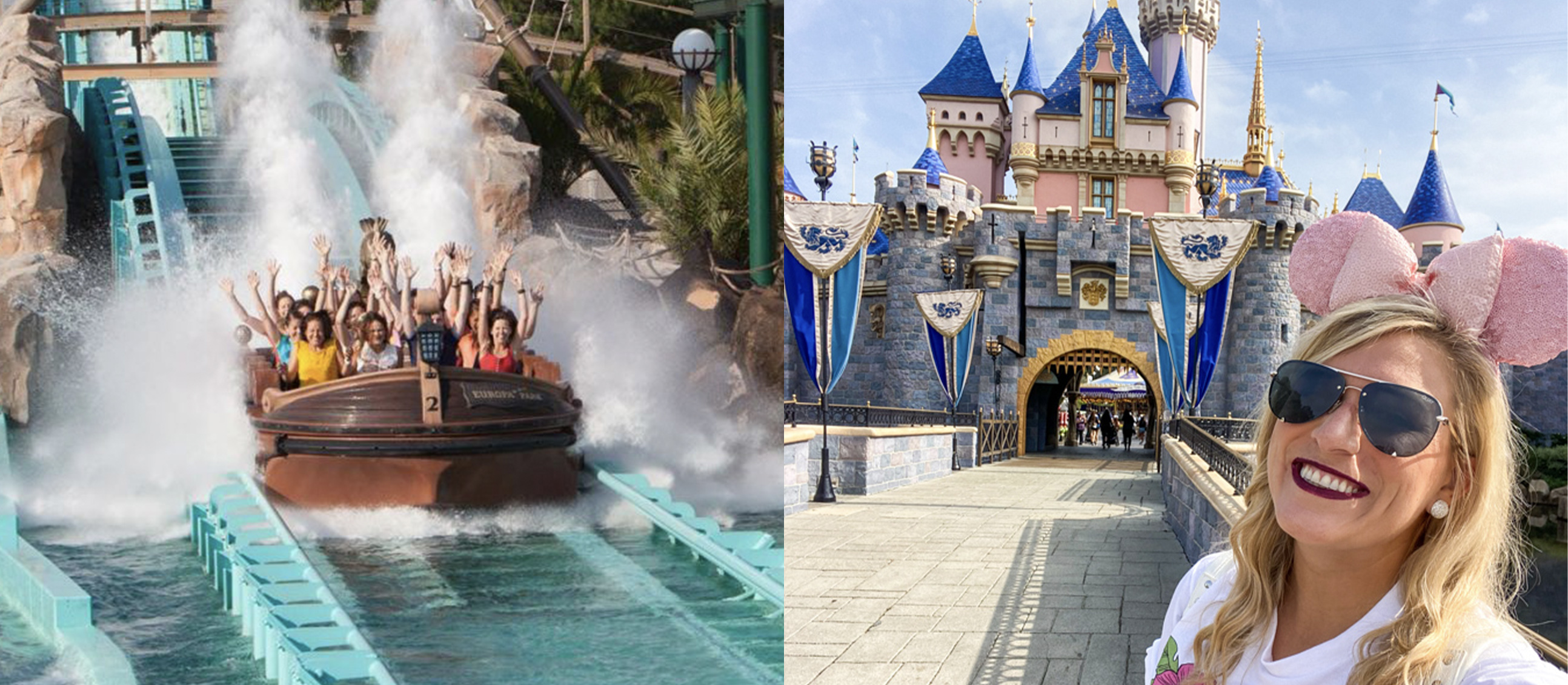 Water rollercoaster and disneyland selfie split