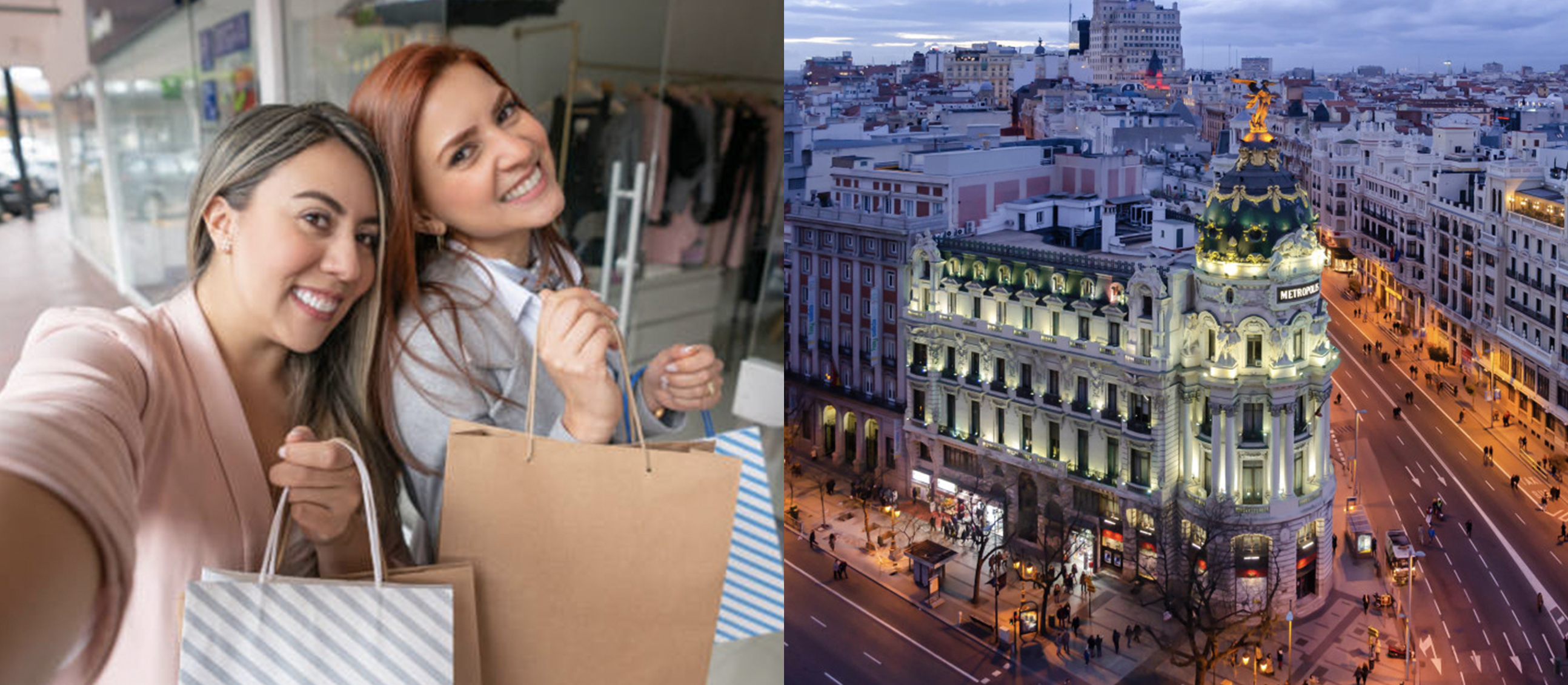 Girls shopping selfie and city split image