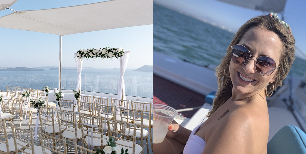 wedding venue and bride split image