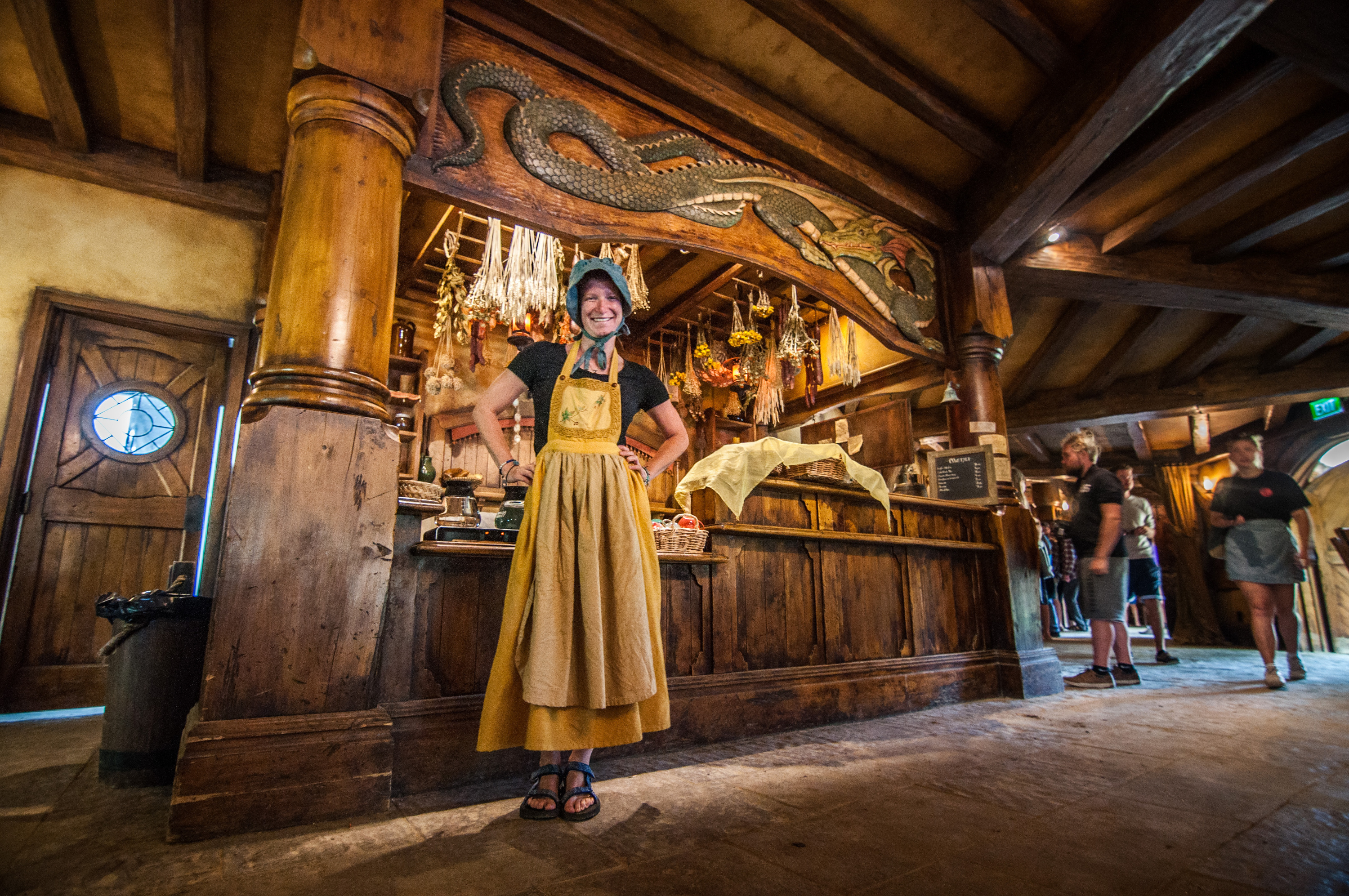 The green dragon pub in movie set from Lord of the rings, Hobbit movies - 2018