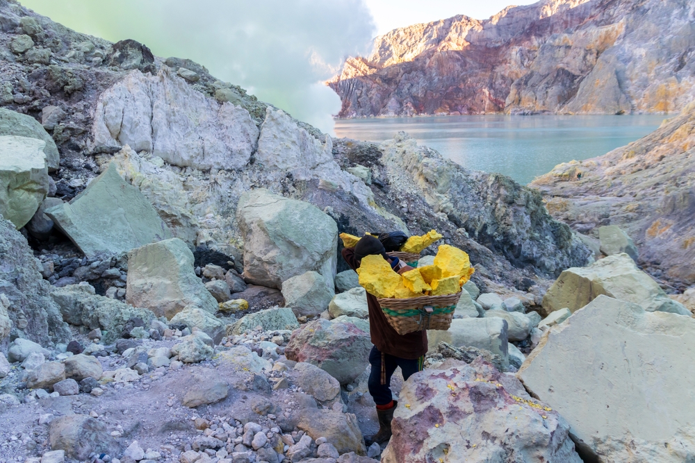 Ijen crater volcano and lake