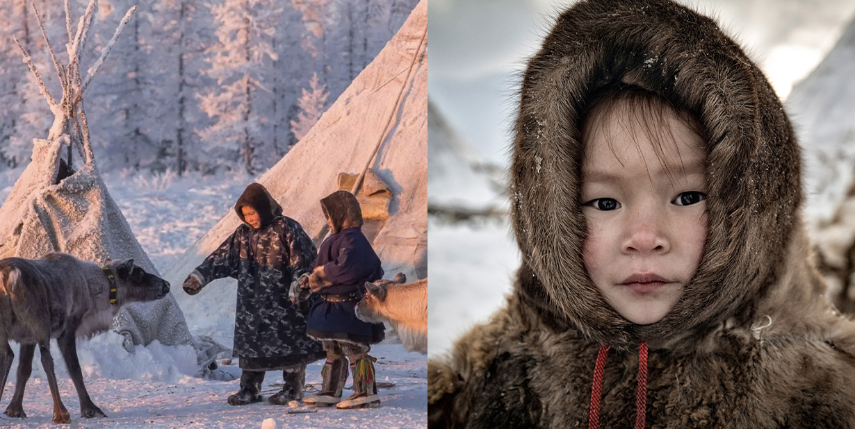 Nenet tribe split image