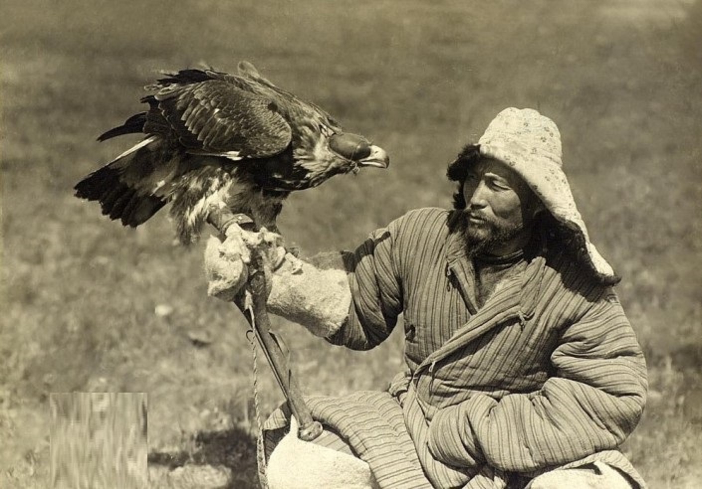 Kazakh man with a falcon. 19th Century