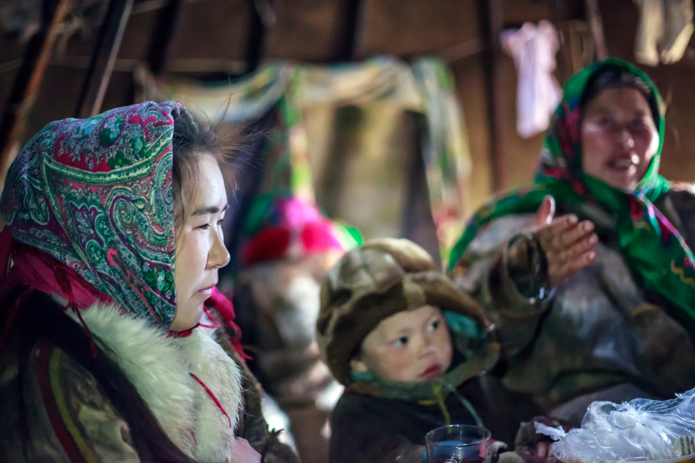 Nenets people in their house