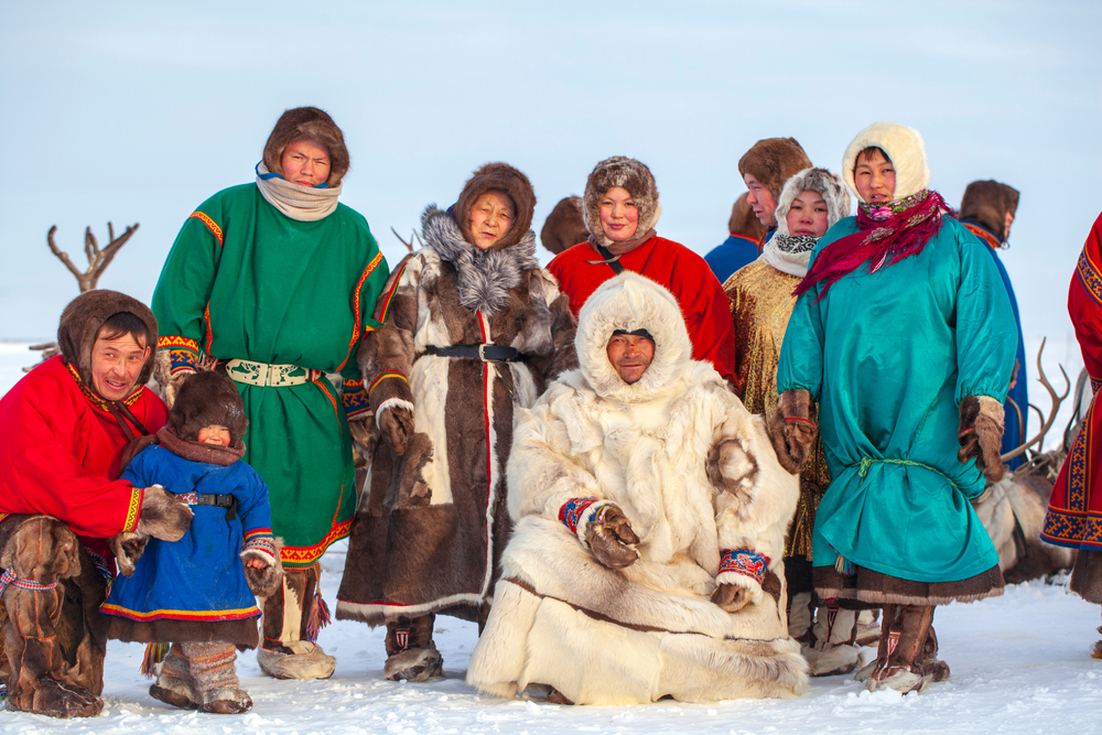 local Nenets residents in traditional clothes