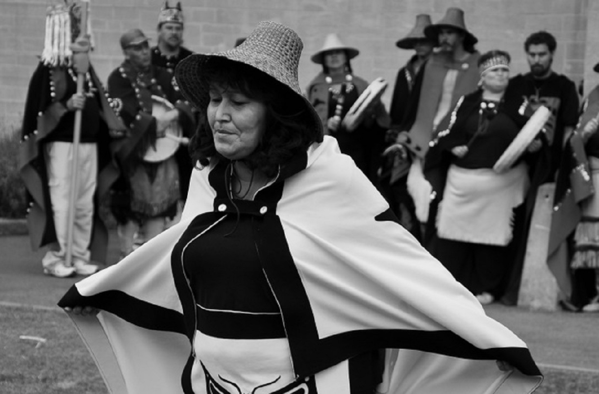 Haida woman dancing outside - 2009