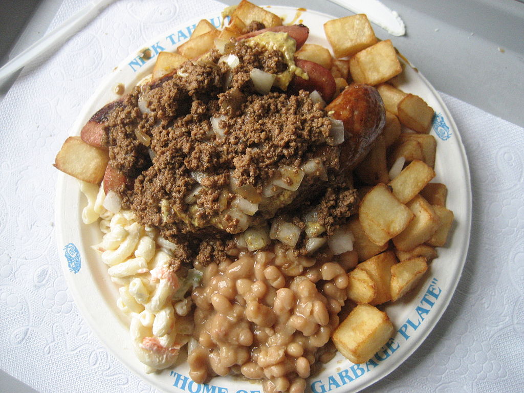 Close-up Photo of A red hot garbage plate