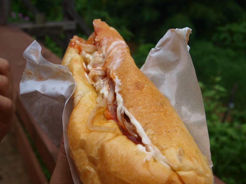 Close-up photo of Delicious Chow Mein Sandwich