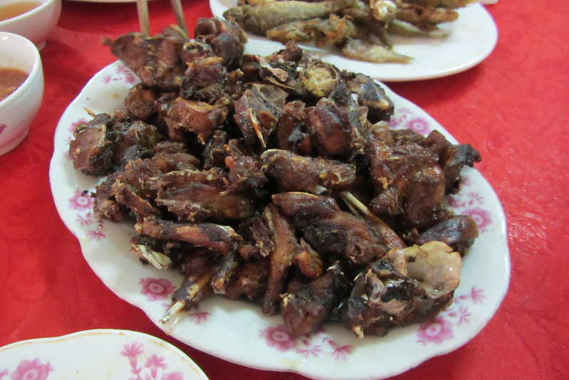 Close-up Photo of Plate with fried squirrel placed on a dining table