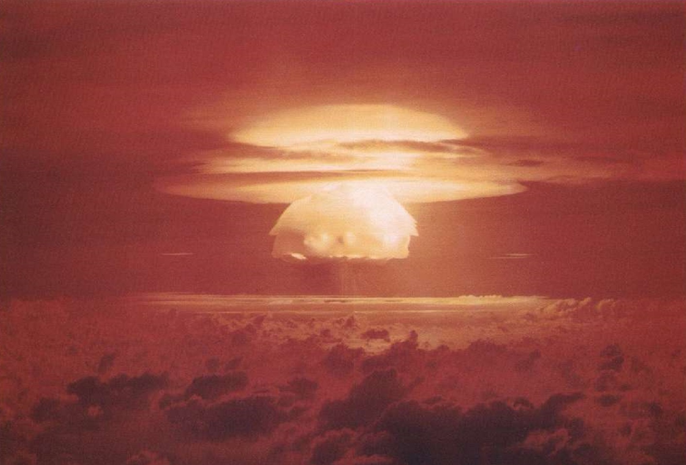Nuclear weapon test Bravo (yield 15 Mt) on Bikini Atoll - 1954