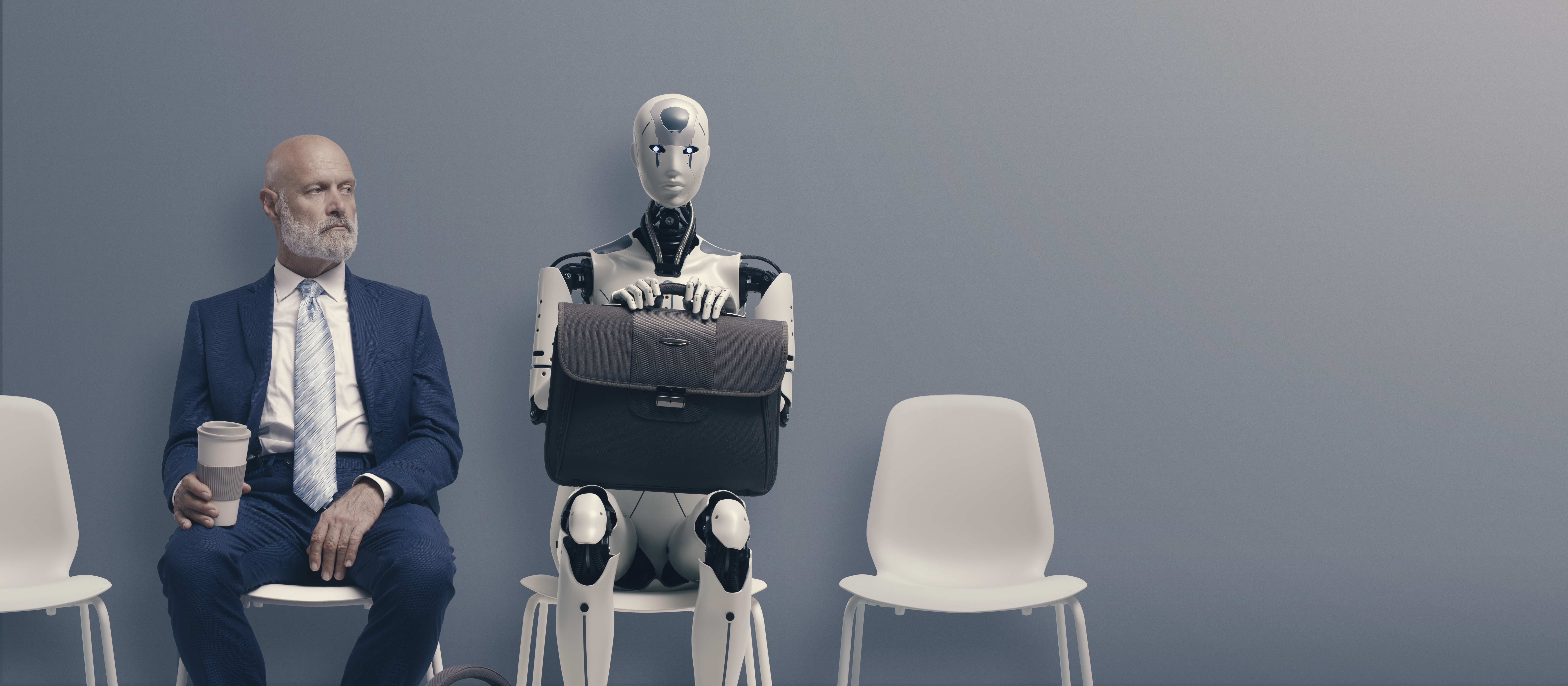 Man and Robot Job Interview
