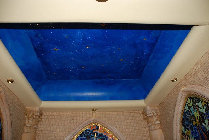 Blue bathroom ceiling with stars