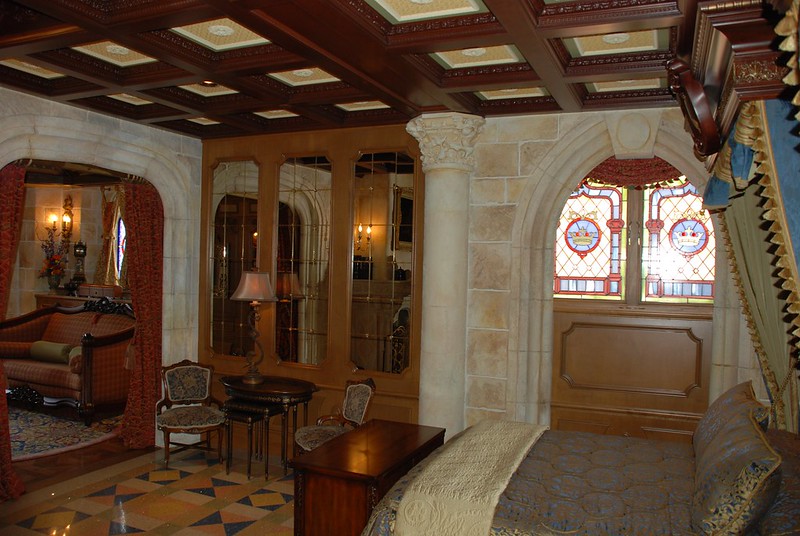 Cinderella Suite with golden bedding on the bed