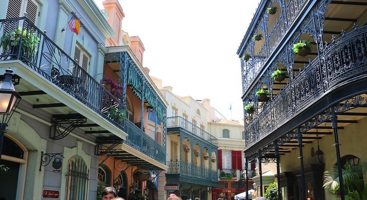 Colorful buildings with balconies