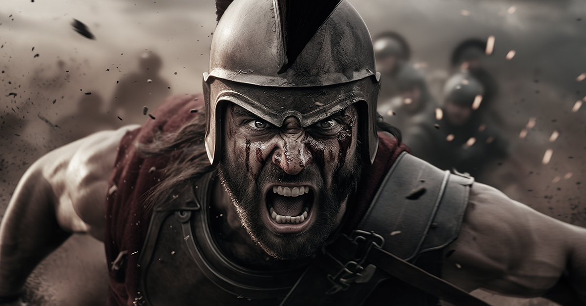 Realistic illustration of a fierce gladiator