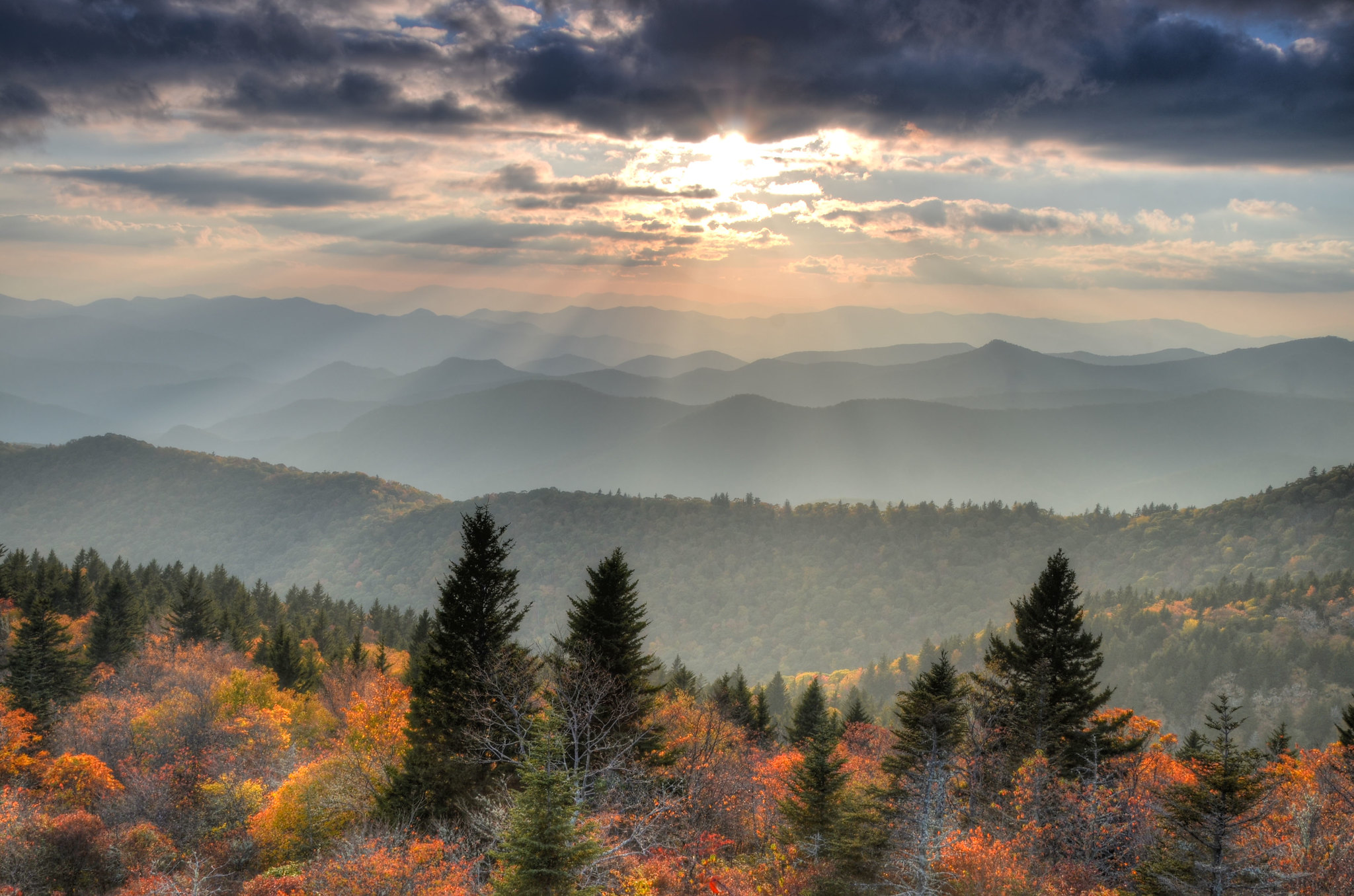 Blue Ridge Parkway near Waynesville, Sylva, and Franklin, North Carolina.