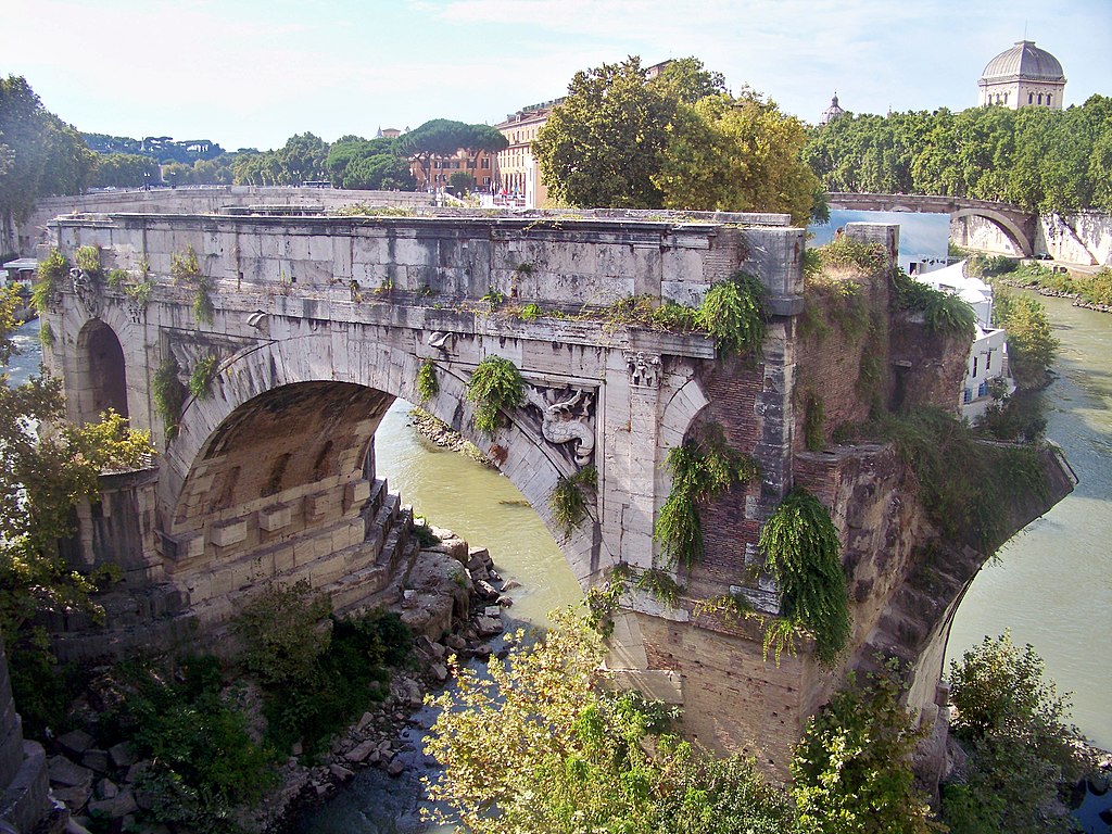 Ancient Bridge Over Tiber River, Rome