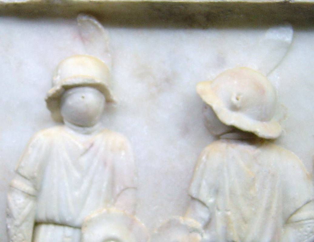 Fronton with a scene of gladiators from the Roman Amphitheater