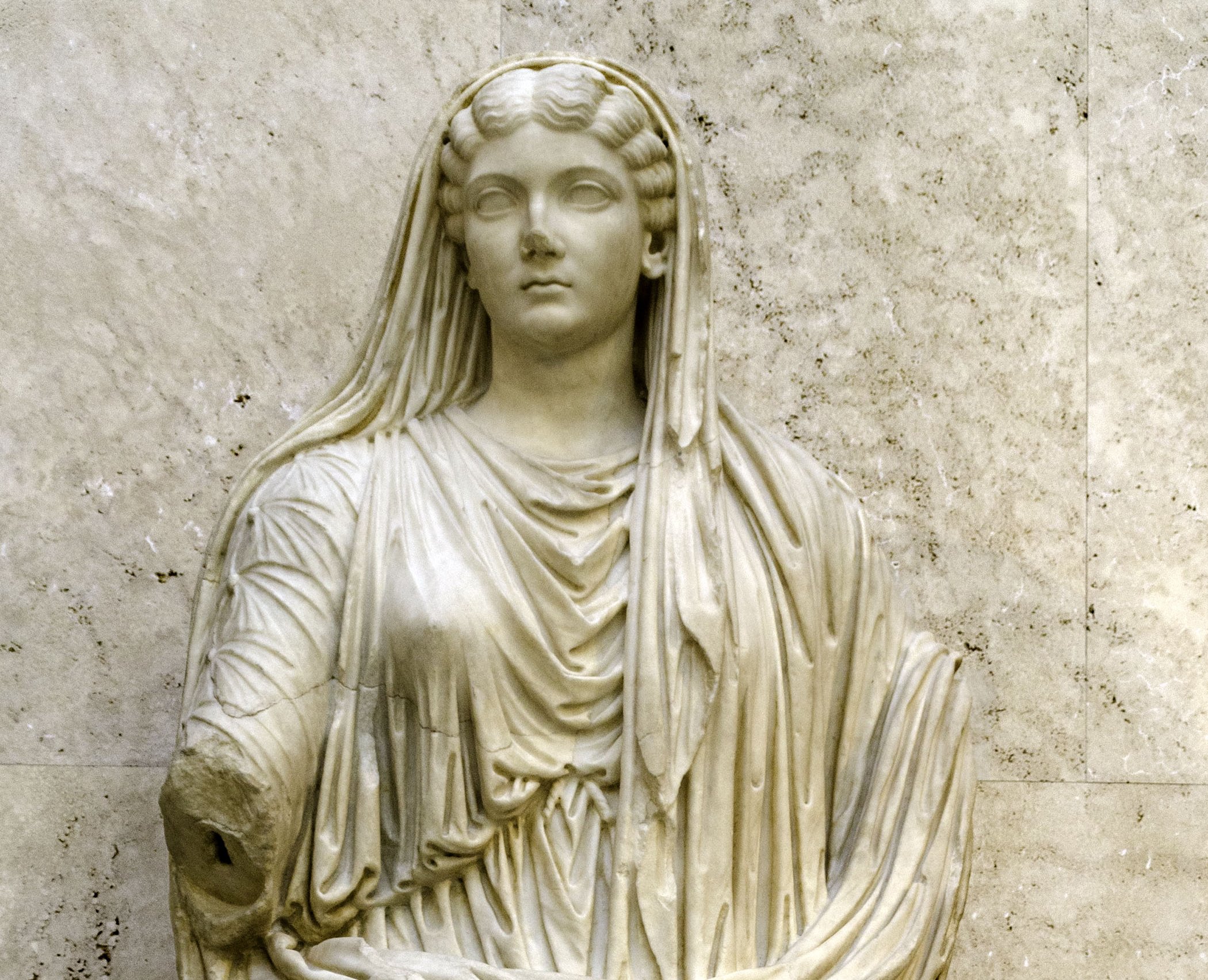 Statue of Livia Drusilla wearing a stola and palla