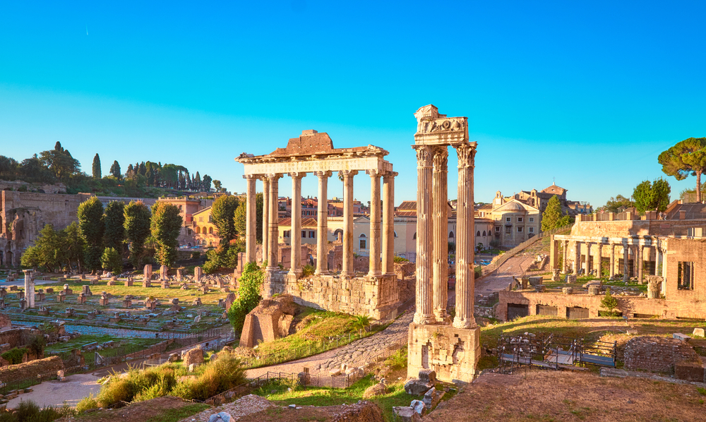 Panoramic image of Roman Forum, also known as Foro di Cesare