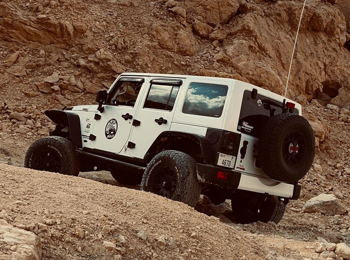 Off-Road Adventure in Rocky Terrain with a Jeep.