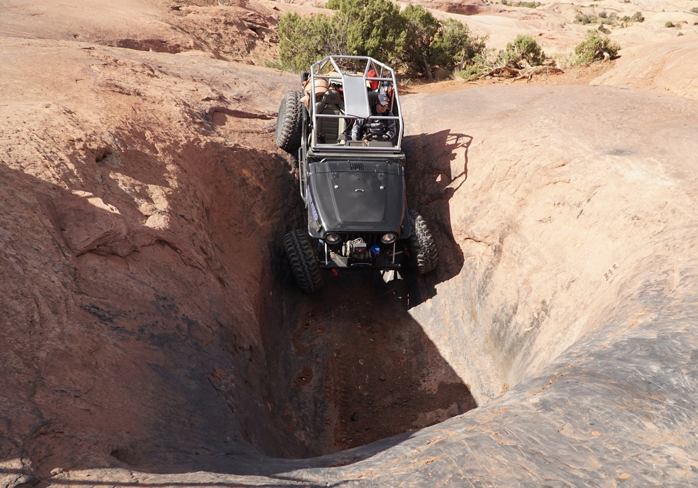 4x4 offroad jeep in the Moab Sands Flats in Utah - 2016