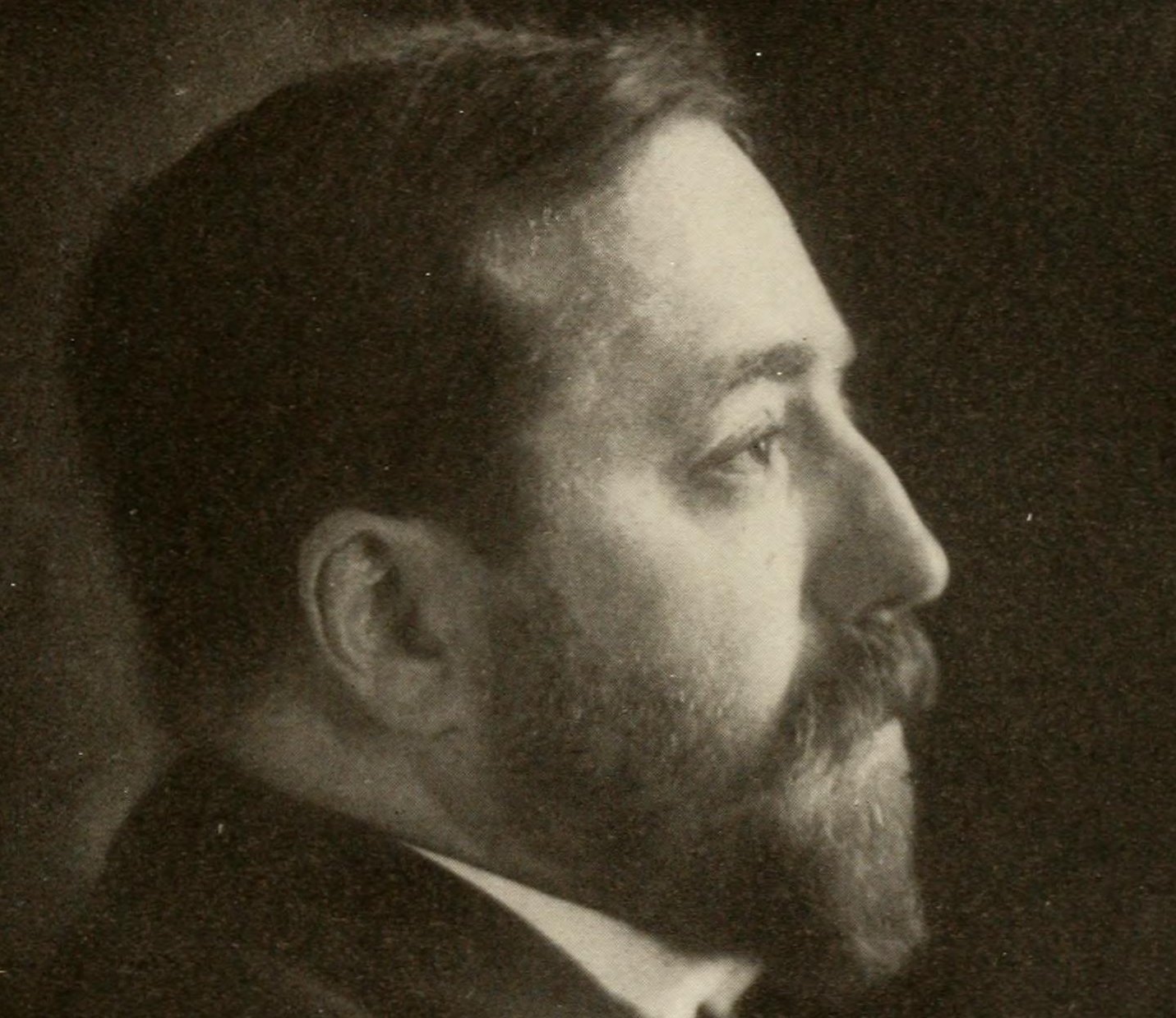 Grayscale Profile Photo of Bernhard Dernburg in a dark suit