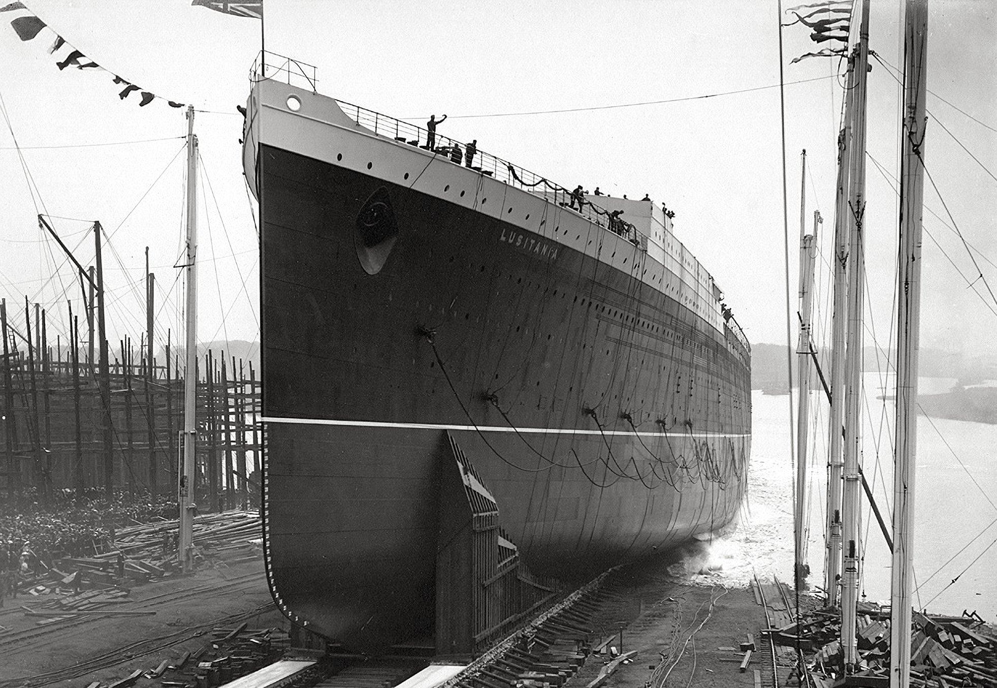 Close Up Photo of RMS Lusitania first contact with water