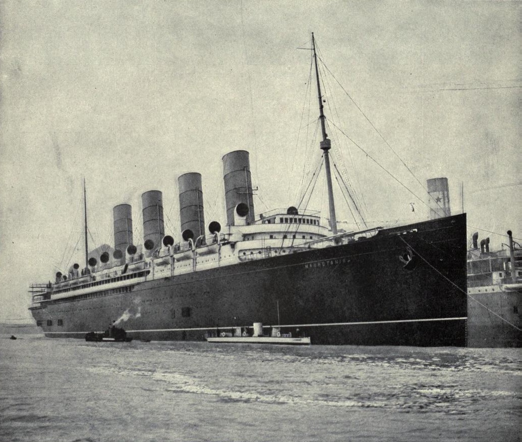 Grayscale Close Up Photo of The steamship Mauretania