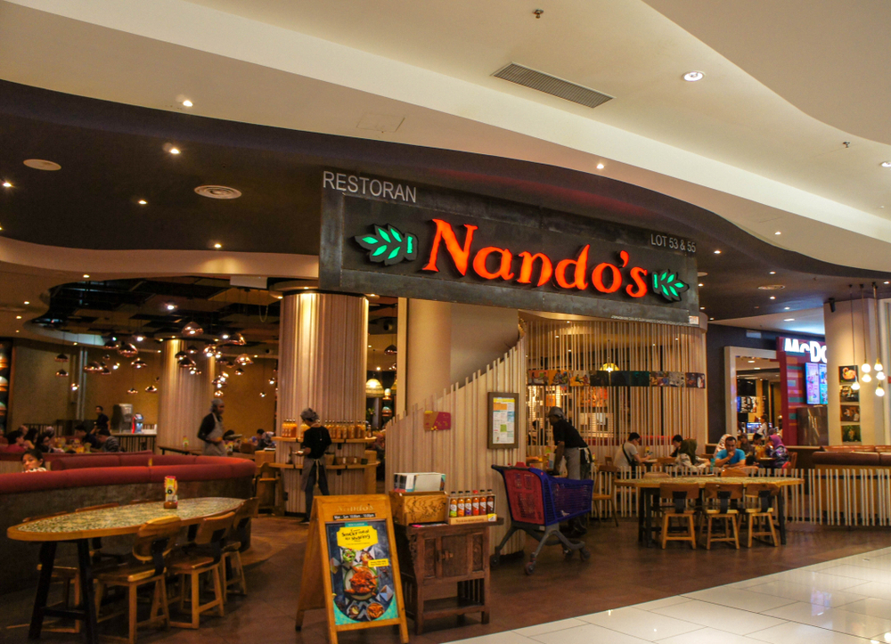 Entrace view of Nando's restaurant in a shopping mall - 2019