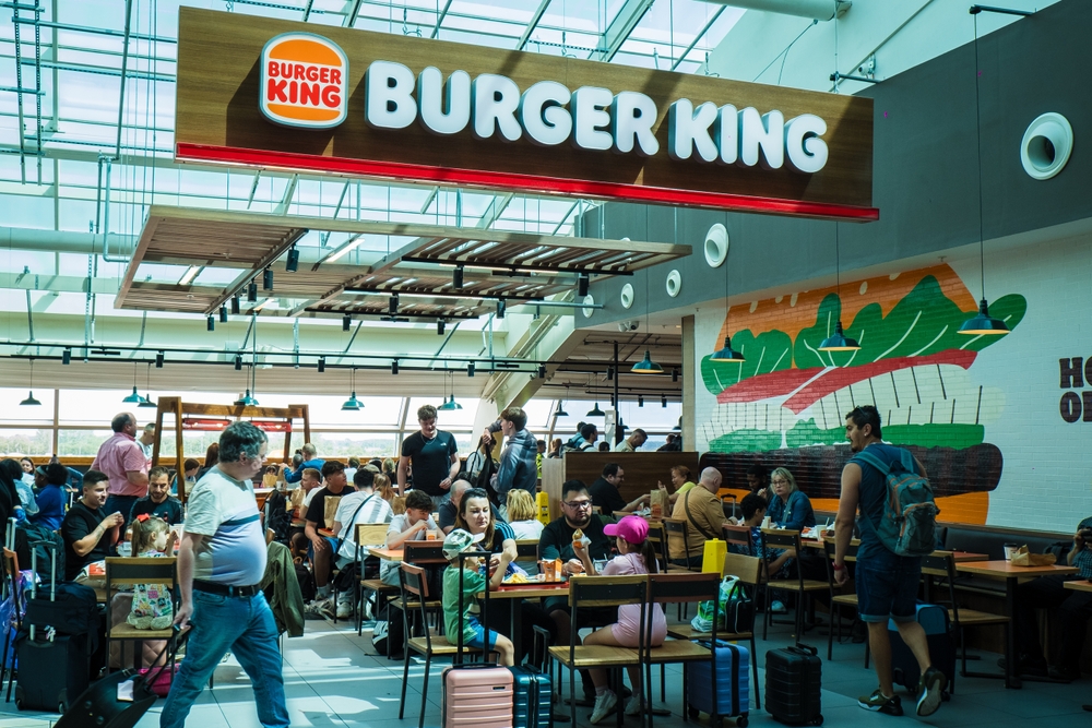 Burger King restaurant in Luton airport terminal - 2024