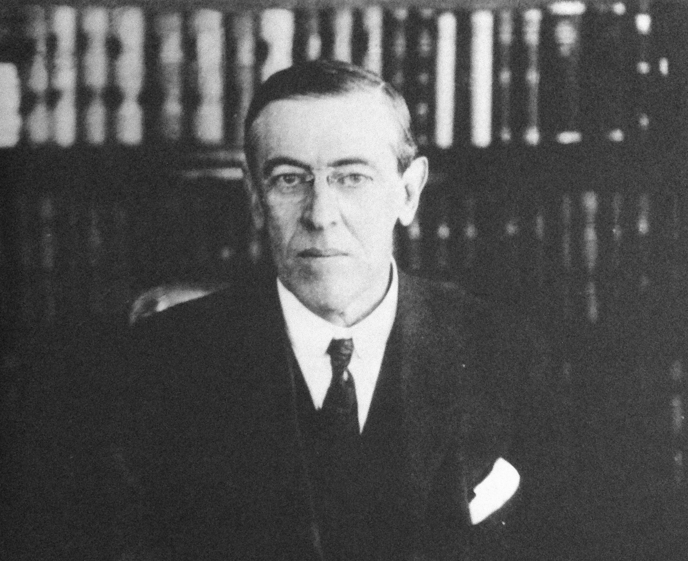 Photo of President Woodrow Wilson in dark suit