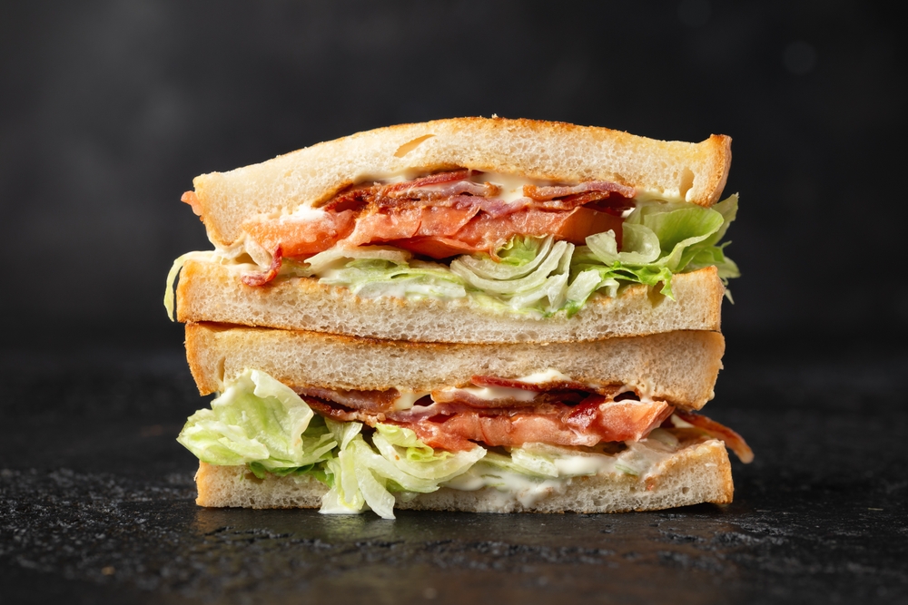 A Fresh BLT Sandwich sliced in two