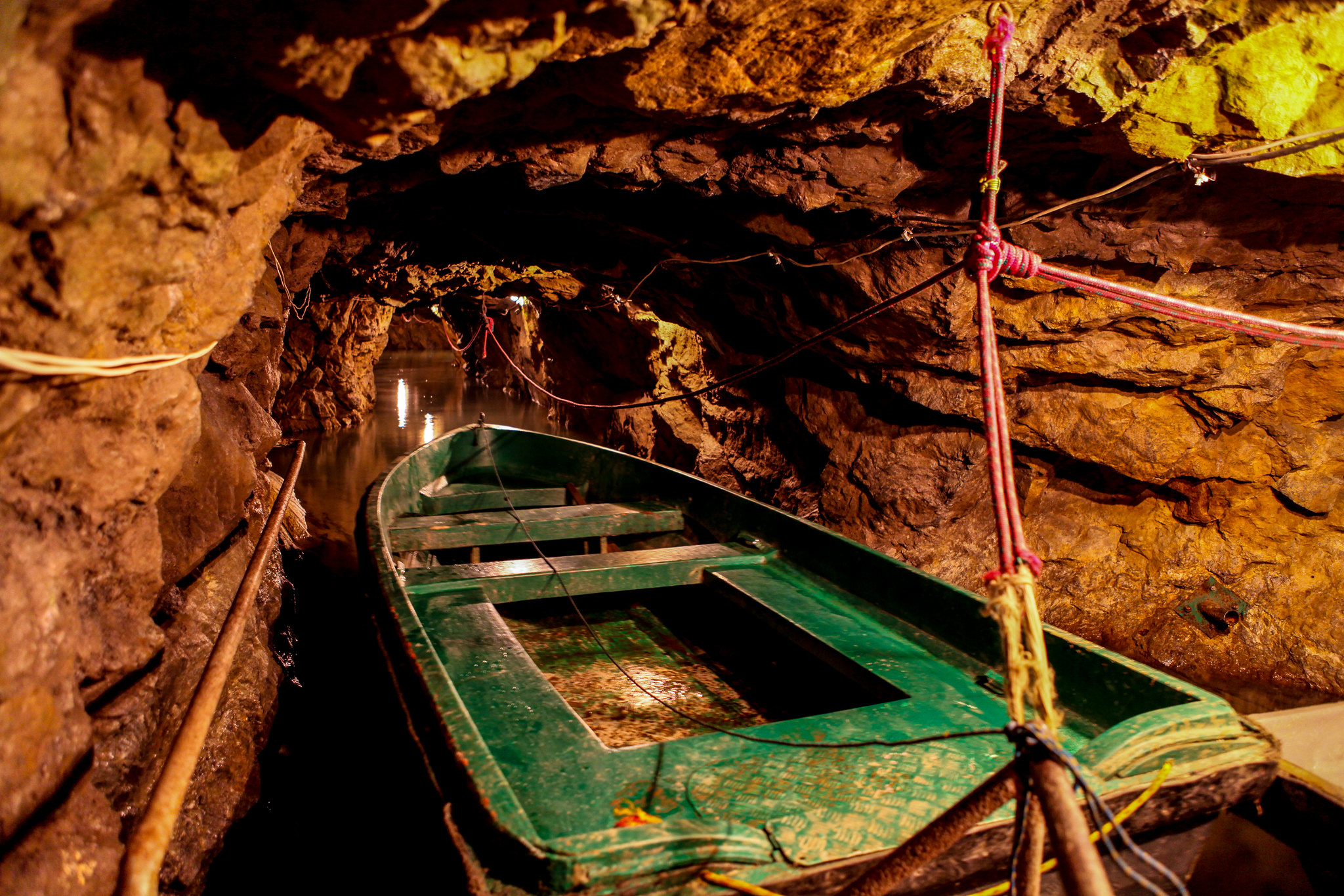A wooden boat at Complex Riese located in Poland