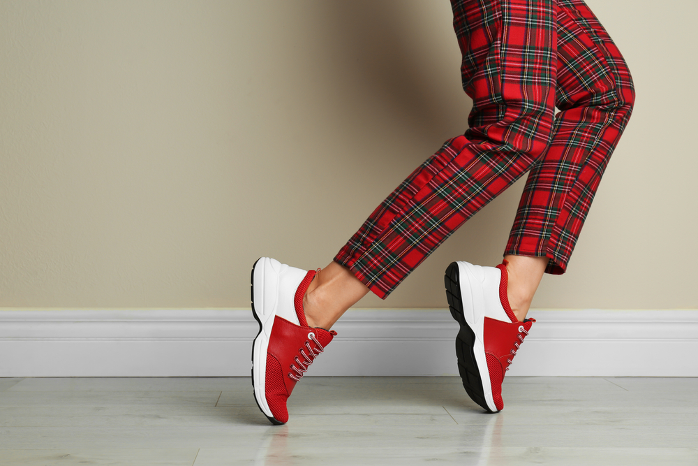 Wearing sneakers indoors