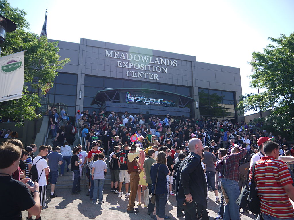 Bronies gathered outside the Meadowlands Exposition Center
