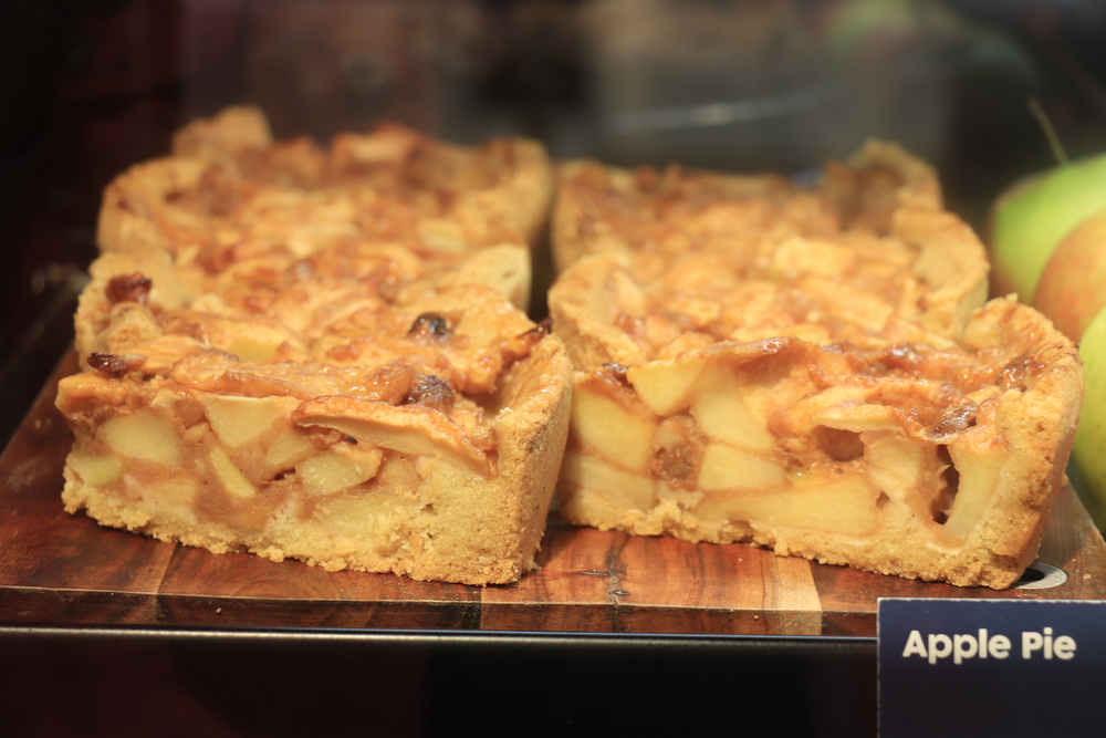 apple pie in a shop window
