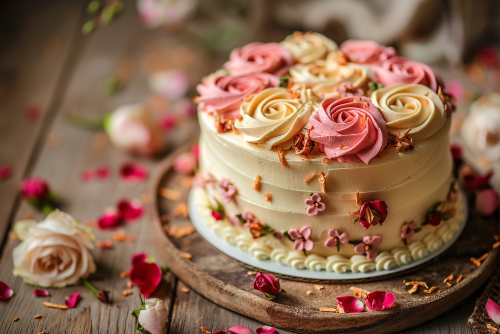 Elegant Naked Cake with Buttercream Flowers