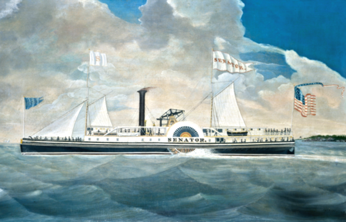 An oil painting of the steamship Senator
