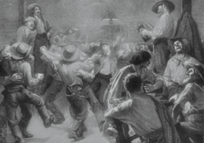 Men only ball during the 1849 California Gold rush
