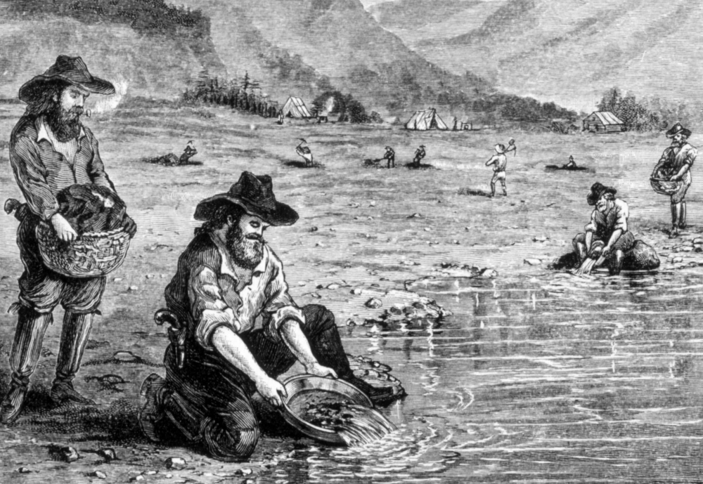 Panning for gold in California, 1849