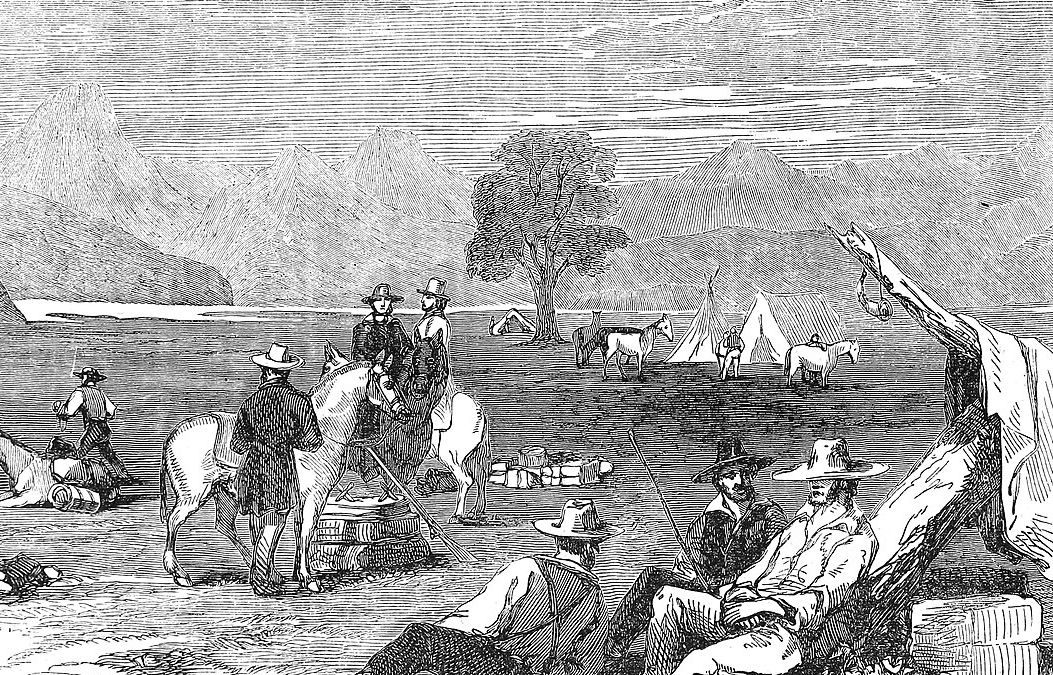 Engraving of a Gold Rush scene