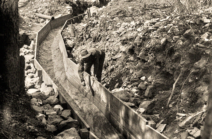Wooden Gold Sluice In California